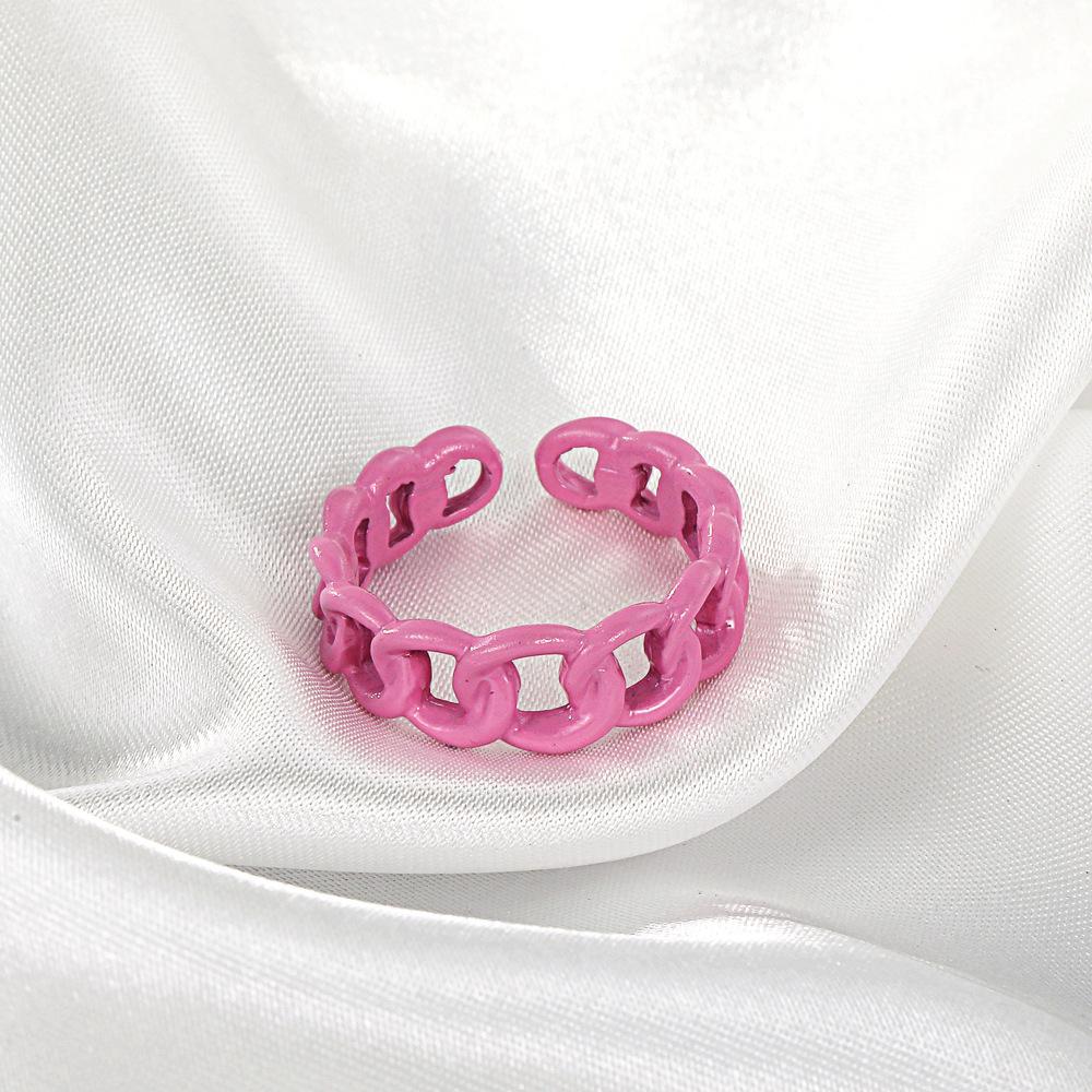 Ins personalized creative hollow opening ring niche design alloy chain adjustable index finger ring female