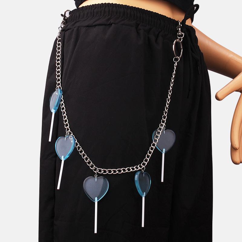 Hip-hop acrylic lollipop punk fashion metal waist chain personality popular pants chain ins