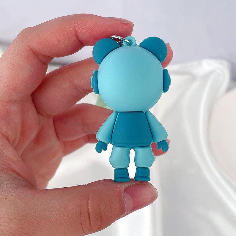 Cute lightning bear key pendant couple bag pendant key chain ins cartoon doll soft pottery key chain