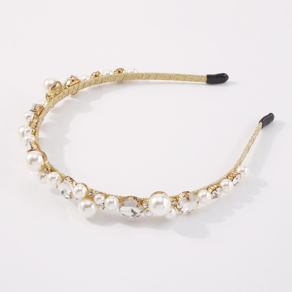 F3459 Jewelry Imitation Pearl Diamond Retro Headband Metal Temperament Ladies Fashion Headband