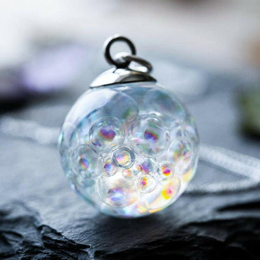 ETSY creative handmade colorful bubble glass ball pendant INS recommended personalized transparent ball necklace