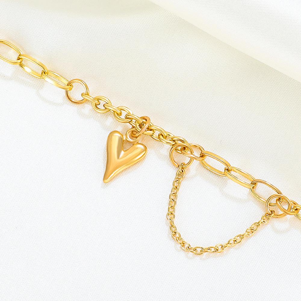 ins simple love necklace female fashion punk thick chain heart-shaped clavicle chain hip-hop sweater chain tide