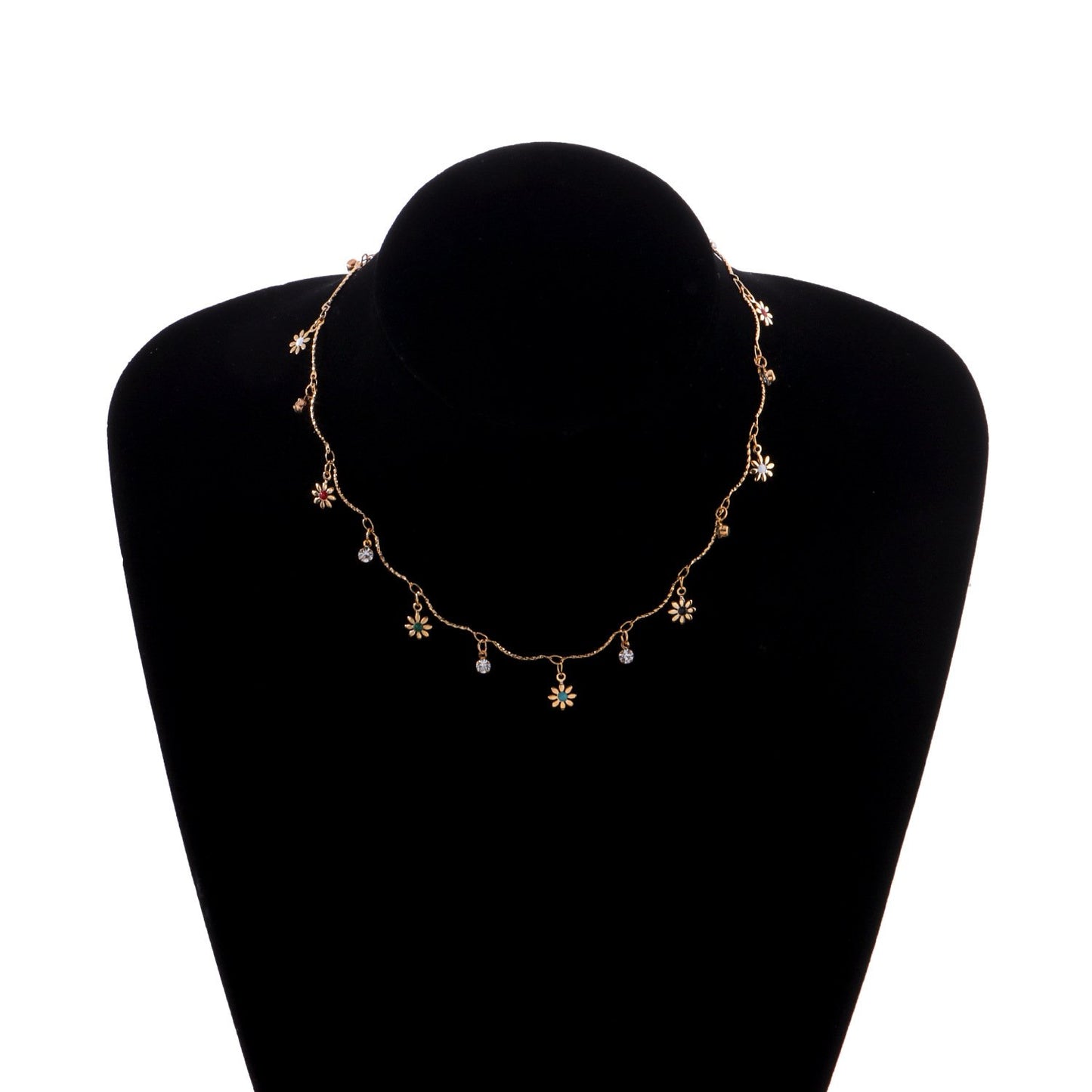 Jewelry Hand-bent Rhinestone Painted Flower Necklace Femininity Versatile Trendy Personality Pendant