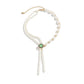 Jewelry temperament retro asymmetric imitation pearl tassel necklace female simple heart-shaped micro-inlaid necklace
