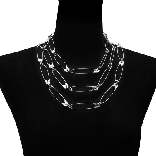 Net red with the same paragraph creative pin oval paperclip necklace niche design sense ins temperament multi-layer set