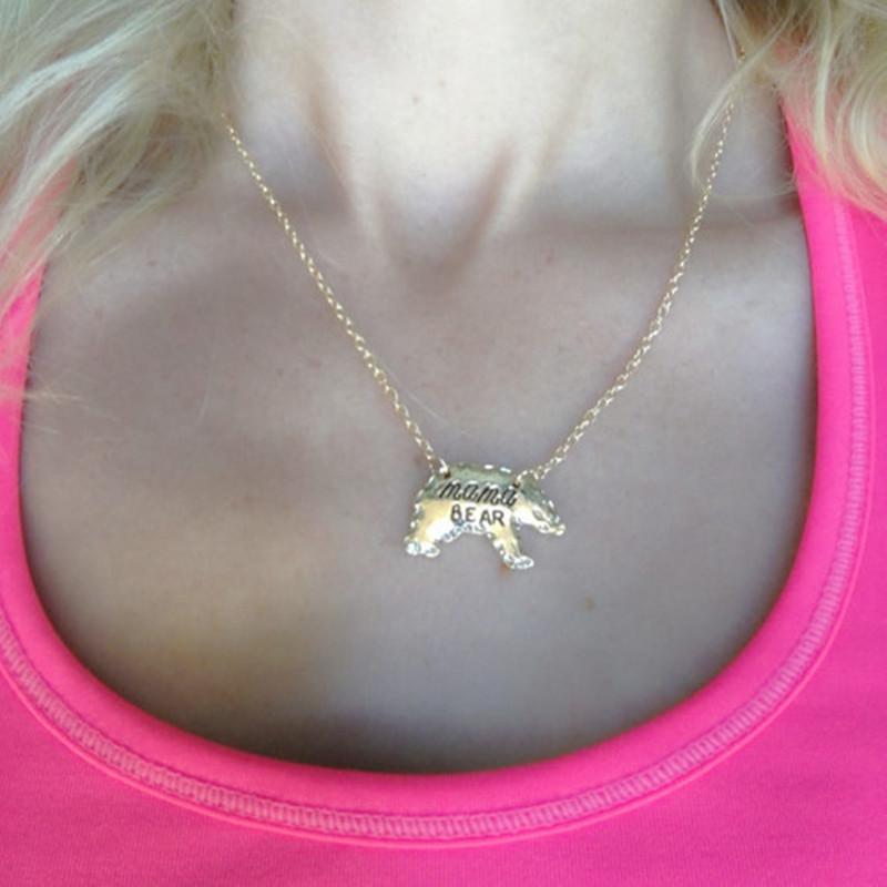 Jewelry mother's day gift, simple fashion mamabear mother bear necklace explosion style