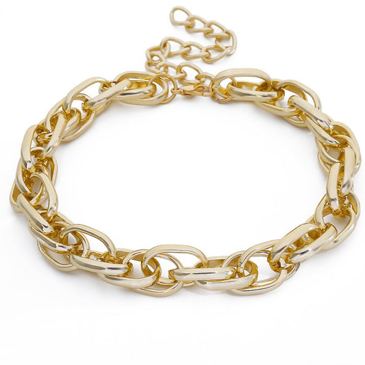 Jewelry Personality Double Woven Ring Interlocking Exaggerated Thick Chain Bracelet Fashion Simple Bracelet Necklace