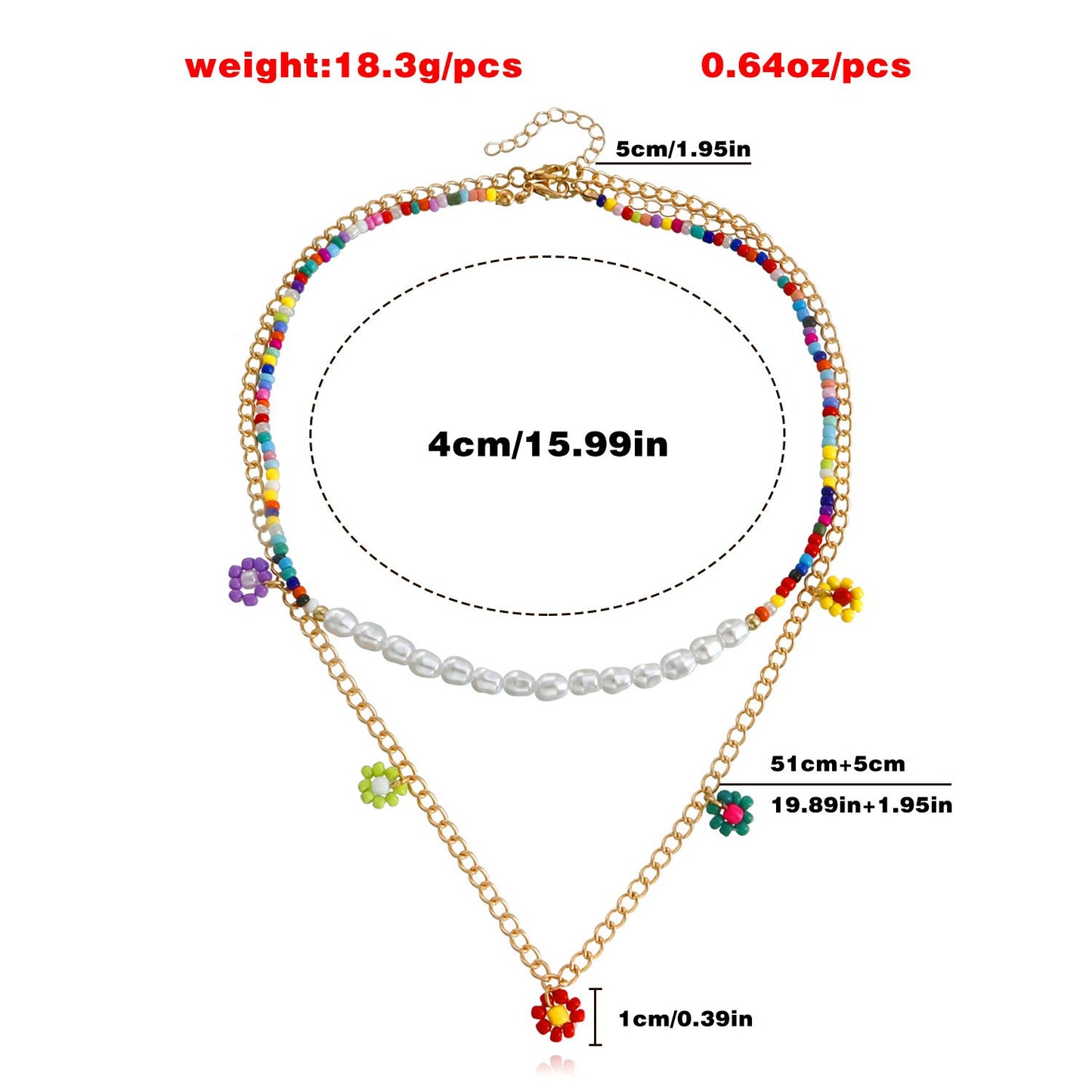 Jewelry retro hand-woven daisy flower beaded necklace female ins colorful rice bead necklace