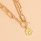 Necklace Explosive Accessories Exaggerated Punk Metal Cuban Chain Necklace Light Luxury Letter A Double Necklace Female