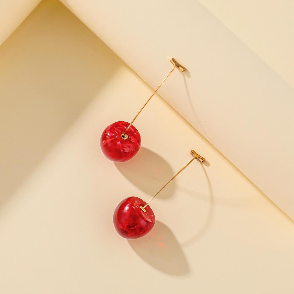 Creative exquisite cherry charming earrings temperament versatile elegant cherry earrings earrings