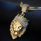 Diamond crown lion head hip hop necklace men's unisex gold-plated hiphop pendant X791