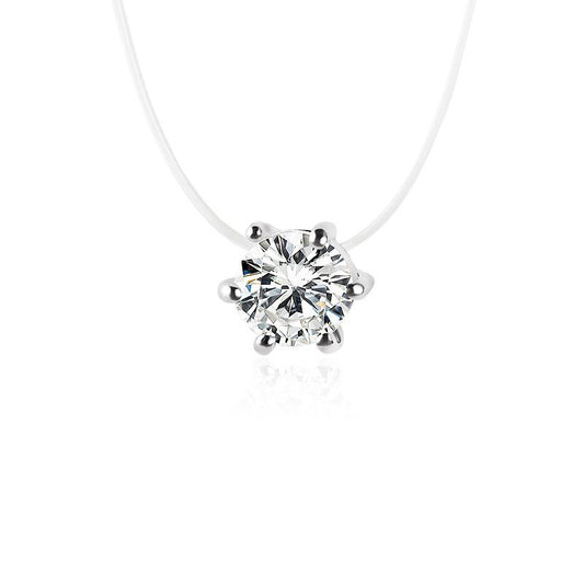 Temperament pendant multi-claw inlaid diamond zircon pendant necklace women's short simple collarbone chain