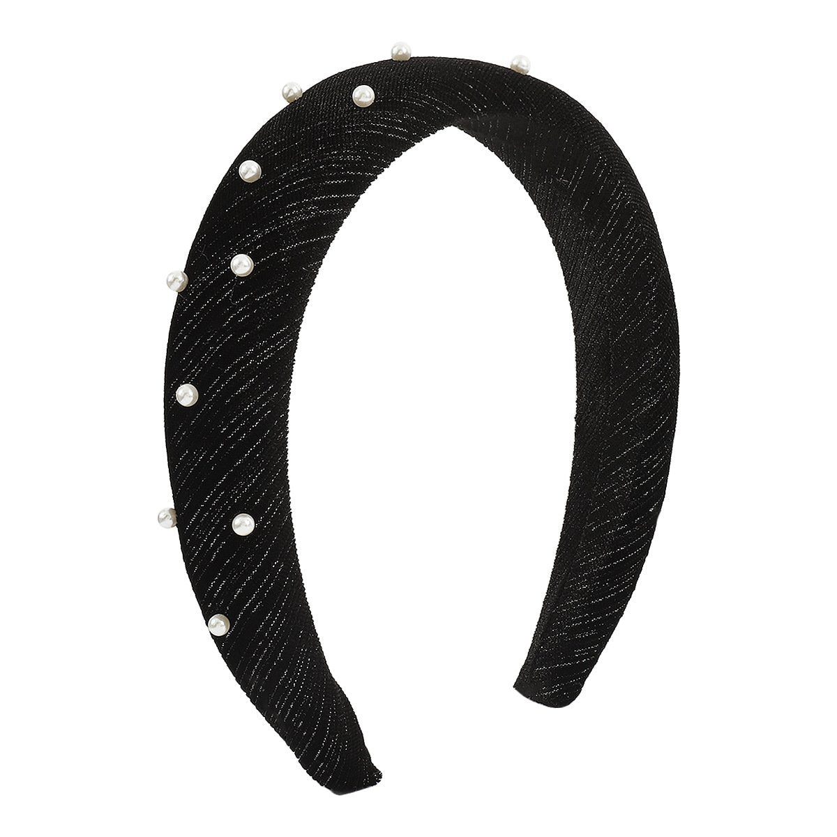 F4978 wide-brimmed retro pure color sponge imitation pearl headband female high skull top internet celebrity simple velvet headband