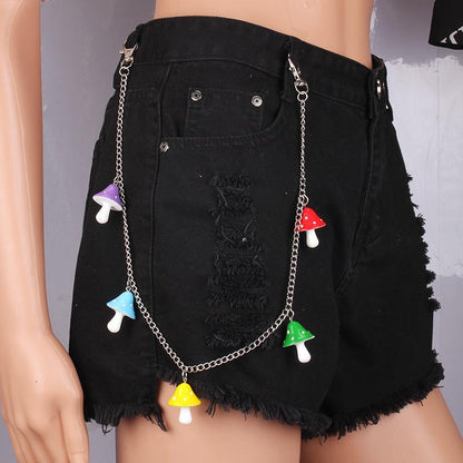 Jewelry fashion candy color acrylic waist chain ins street super hot net red mushroom pants chain