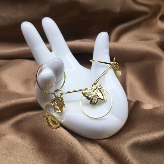 Three round butterfly string ear clip without ear piercing jewelry platform