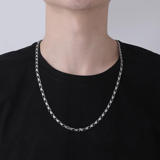 Hip-hop trend men's necklace personality simple fashion jewelry hollow Japanese twill chain