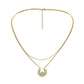 Personality creative stainless steel gold double gold wire chain sun turquoise pendant titanium steel necklace female