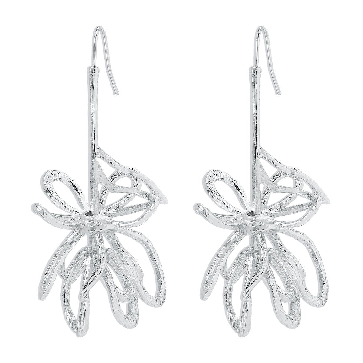 1732 hollow three-dimensional geometric flower earrings ZA fashion metal retro hip-hop punk earrings