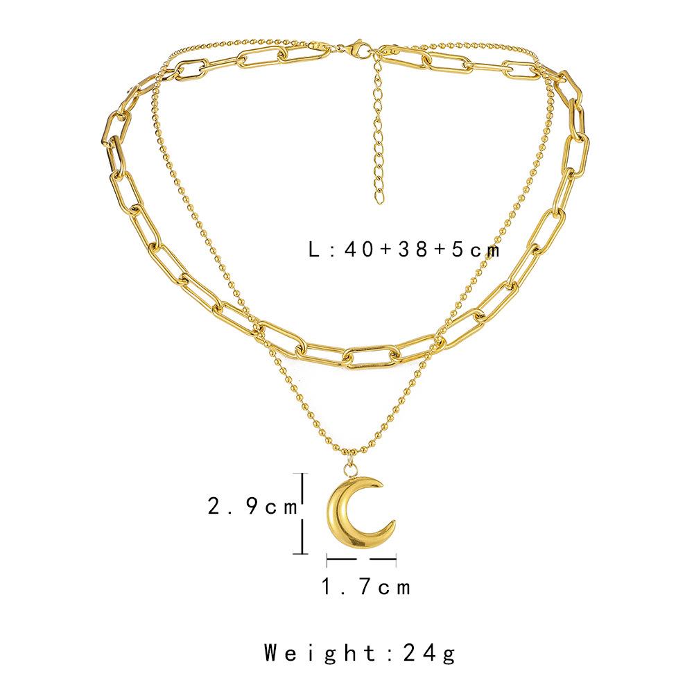 Jewelry niche light luxury titanium steel gold-plated moon pendant cold and simple choker necklace female