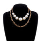 Jewelry diamond-studded large pearl multi-layer necklace female personality retro exaggerated punk chain necklace