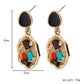 Ins geometric irregular triangular rhombus color diamond dripping oil earrings temperament personality earrings jewelry