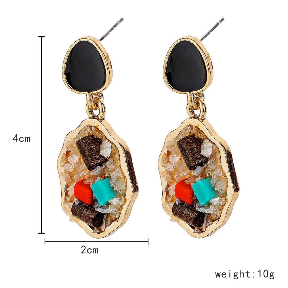 Ins geometric irregular triangular rhombus color diamond dripping oil earrings temperament personality earrings jewelry