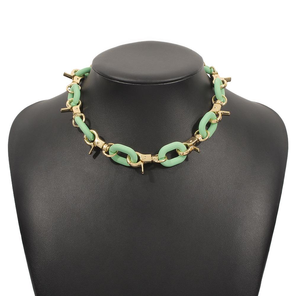 N963 Night Exaggerated Necklace Simple Fashion Candy Color Necklace Bracelet Geometric Personality Clavicle Chain