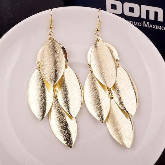 Frosted Leaf Earrings Alloy Simple Ear Jewelry Accessories