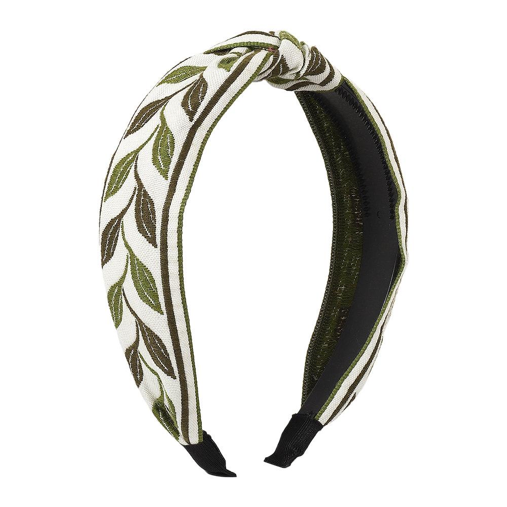 F3964 Simple Fabric Art Headband Small Fresh Knotted Sweet Hair Accessories Embroidered Leaves Flowers Fashion Headband
