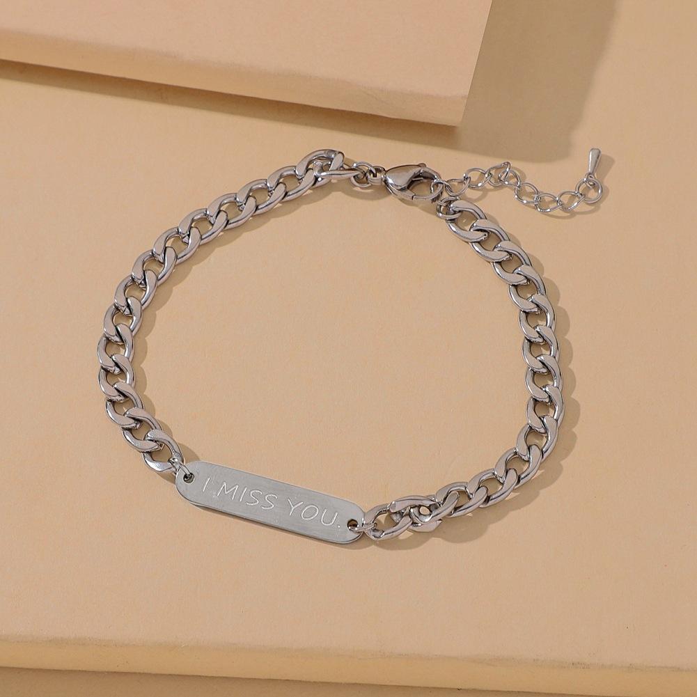 ins titanium steel bracelet cold IMISSYOU letter bracelet bracelet jewelry female