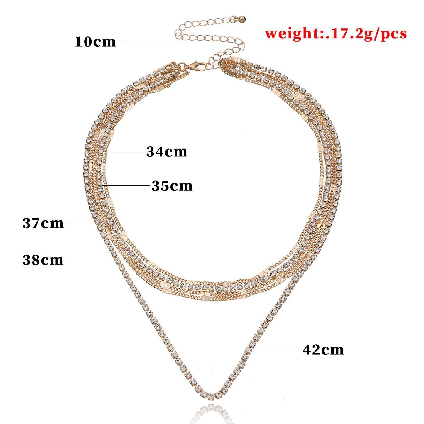 Jewelry Temperament Popular Claw Chain Rhinestone Necklace Women's Fashion Hip Hop Personality Multi-layer Full Diamond Necklace