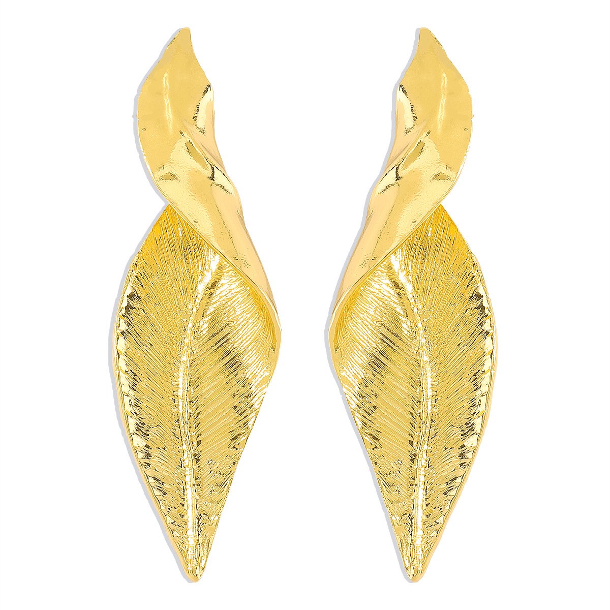 E1945ZA Geometric Irregular Distorted Leaf Earrings Exaggerated Cold Alloy Temperament Earrings Female