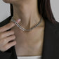 Hip-hop street titanium steel chain splicing necklace trendy brand cold personality all-match collarbone necklace for men and women