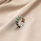 Fashion and simple temperament stainless steel wheat ears opening ring dripping oil green ring ladies jewelry