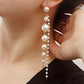 Jewelry ins geometric imitation pearl claw chain tassel earrings female hot girl earrings high-end niche