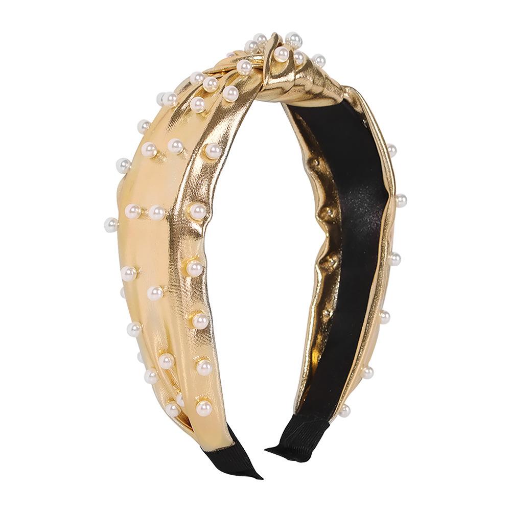 F251 Fashion Geometric Pearl Headband Women's PU Sequin Trendy Headband Explosive Style Hair Accessories