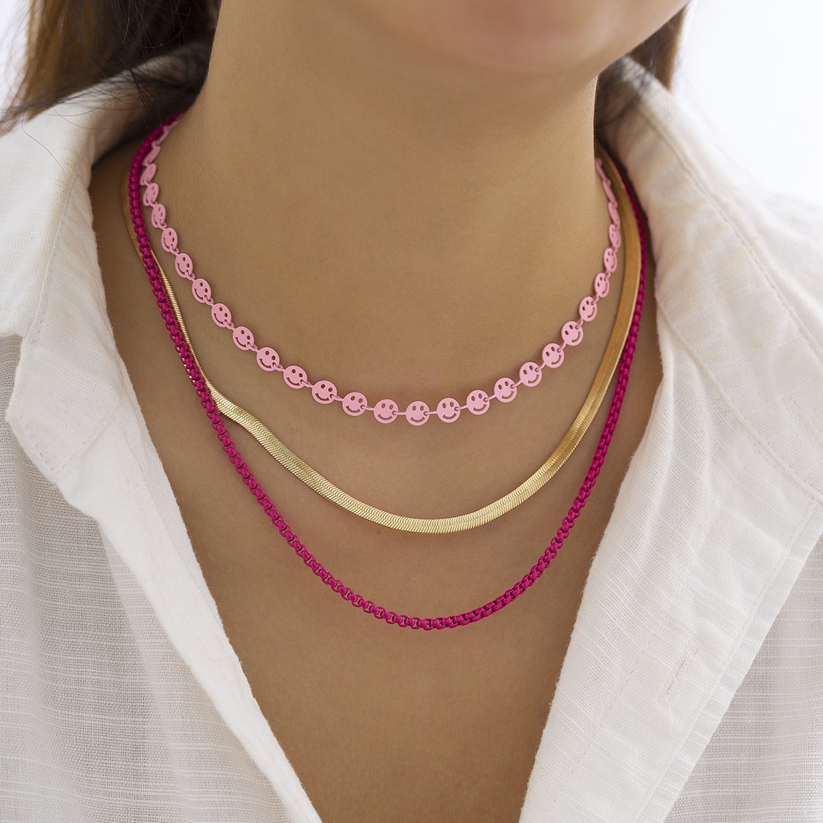 Jewelry Temperament Stacked Simple Clavicle Chain Versatile Necklace Metal Snake Bone Chain Necklace Female