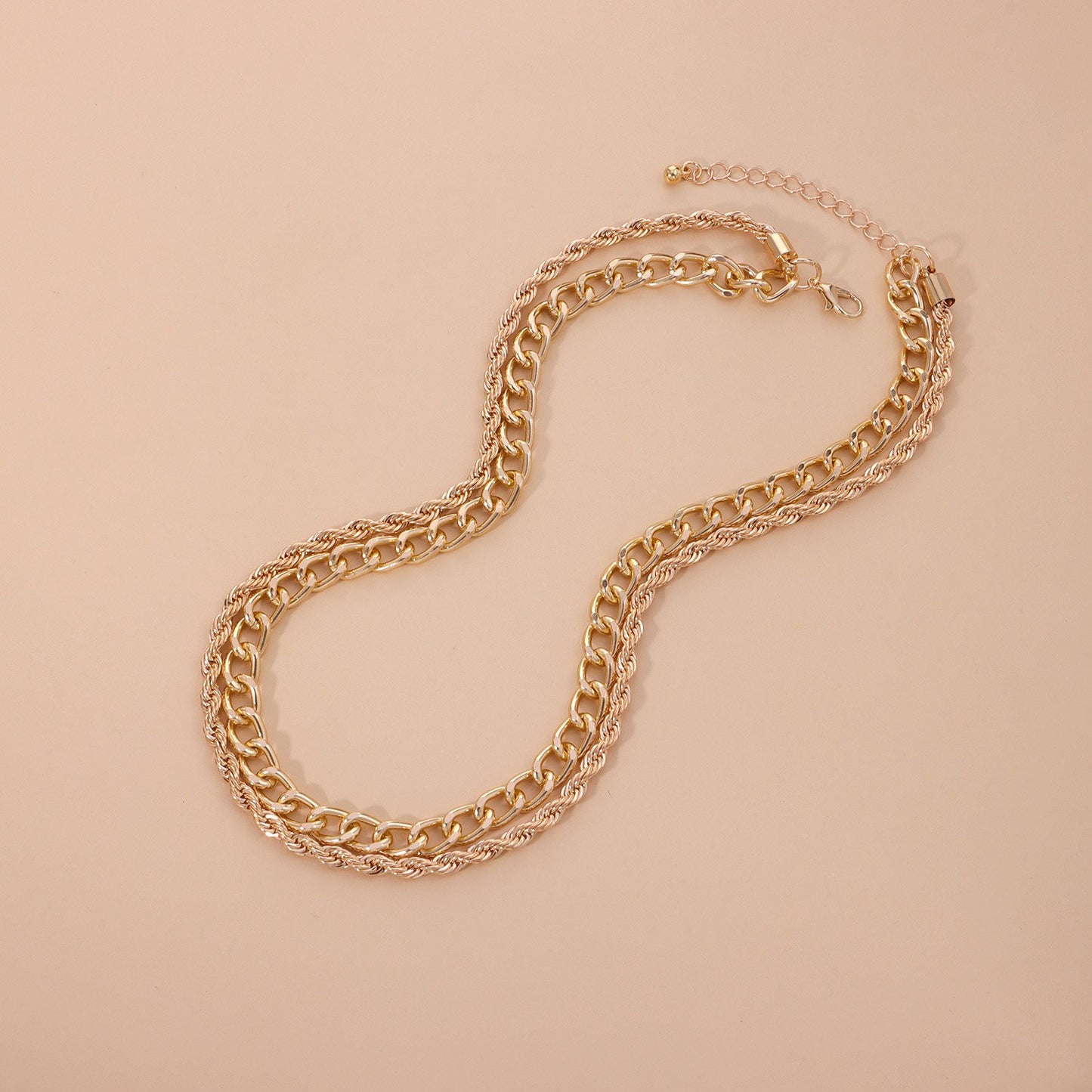 Jewelry popular hemp rope AB style double layer necklace female personality fashion punk casual necklace