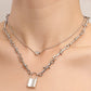 Jewelry punk love padlock pendant necklace female ins double snake bone chain niche design sense