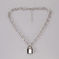 Punk Aluminum Chain Lock Pendant Necklace Rock Hip Hop Men and Women Gold and Silver Padlock Necklace Free Key Necklace