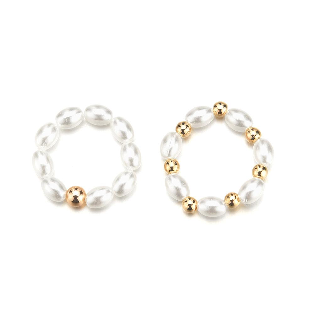 Fashion Temperament Imitation Pearl Ring Chain Earrings Set Ornament Accessories