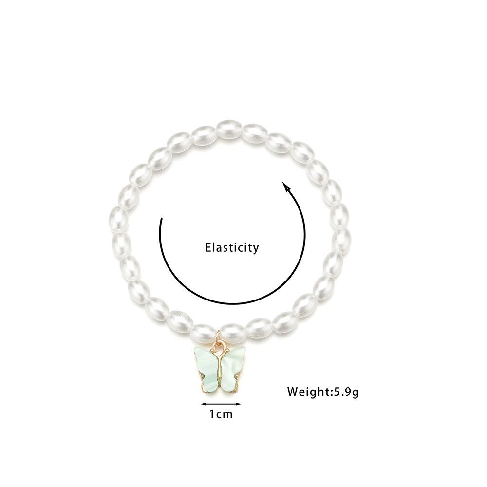 Fashion Plate Alloy Butterfly Pendant Bracelet Simple Imitation Pearl Bracelet Hand Decoration