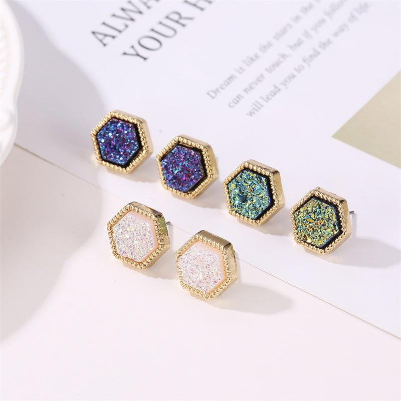 Harajuku Earrings Gypsophila Frosted Earrings Women's Symphony Hexagonal Starry Sky Earrings Accessories