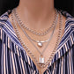 Jewelry Retro Versatile Multi-layer Peach Heart Glossy Trendy Alloy Padlock Necklace Three-piece Set