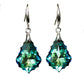 Fashion Baroque Leaf Dangle Earrings Women Silver Plated Pin Austrian Crystal Tourmaline Maple Leaf Earrings Jewelry