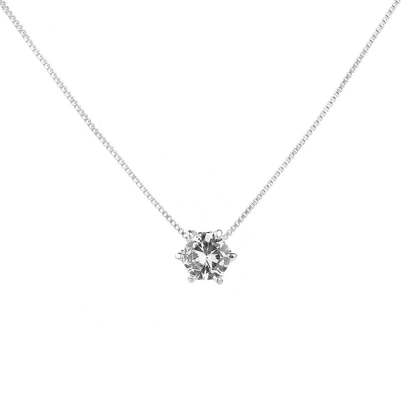 Jewelry fashion simple single zircon necklace sweet micro-inlaid pendant