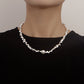 Jewelry Broken Silver Geometric Irregular Pearl Pendant Necklace Clavicle Chain Personality Trendy Cool Necklace