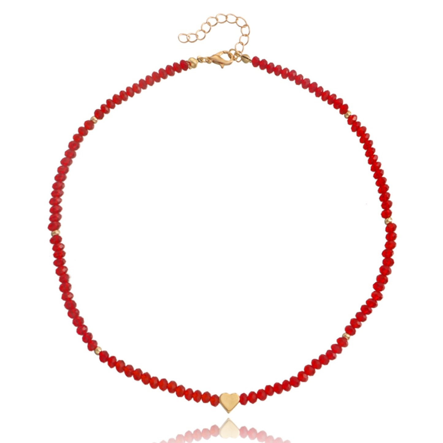 Jewelry ins color crystal love necklace necklace simple women's hip-hop heart-shaped necklace hot girl