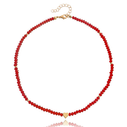 Jewelry ins color crystal love necklace necklace simple women's hip-hop heart-shaped necklace hot girl