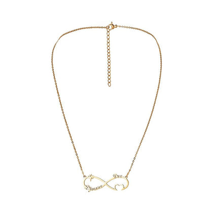 Fashion simple stainless steel cutting pendant titanium steel than heart infinity trend English name custom pendant